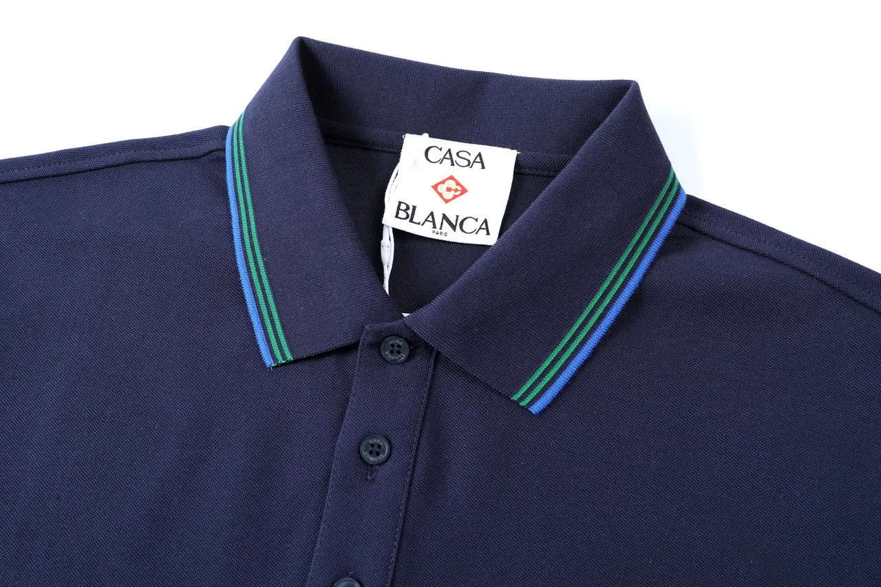 Casablanca Casablanca, European and American fashion brand, logo printing, light luxury and simple Polo shirt. Upgraded, inspired by Retro original fabric in the 1980s. Official Same Style customization. Same vat dyed fabric. Very comfortable to the touch. Latest brick cabinet synchronization for spring and summer. Fashionable and personalized. Super Versatile looks good. Very suitable for both men and women. Must-have style. Hang tag. Collar label. Washed wheat. Complete with three labels. Color: Royal Blue Size: M-3Xl